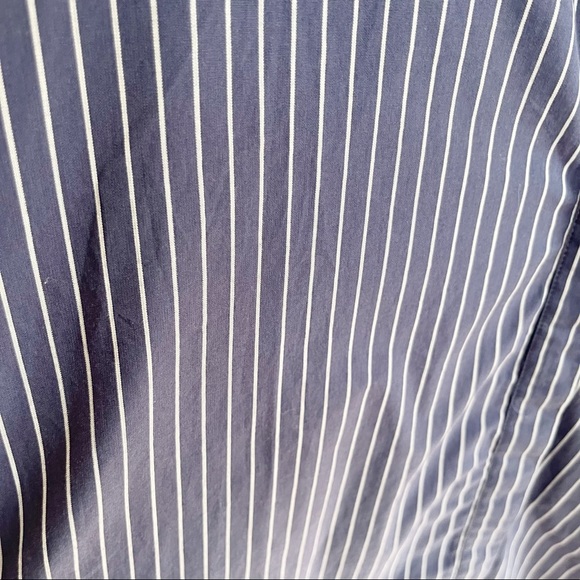 Astr shirt blue white striped ruffled sleeve collared button front - Picture 3 of 9